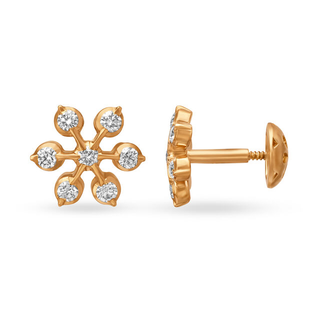 Enchanting 22 Karat Yellow Gold And Diamond Snowflake Studs,,hi-res 2