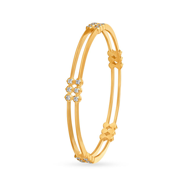 Sleek Diamond Encrusted Gold Bangle,,hi-res 2