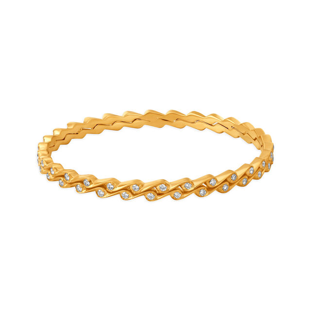 Zig-Zag Gold and Diamond Bangle 