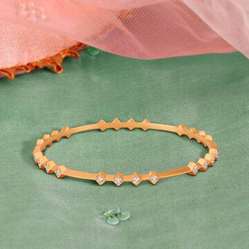 Chic Geometric Gold and Diamond Bangle