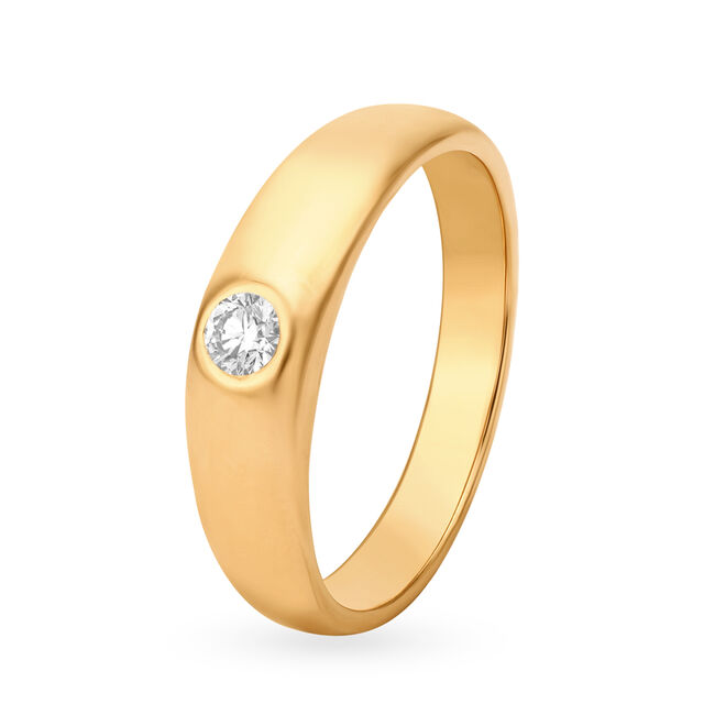 Timeless 22 Karat Yellow Gold And Diamond Finger Ring,,hi-res