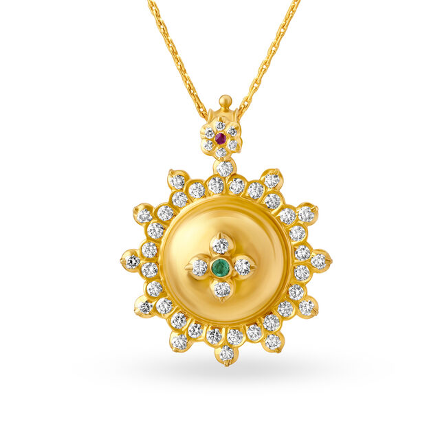 Radiant Sun Gold and Diamond Pendant with Emerald,,hi-res 