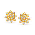 Lustrous 22 Karat Yellow Gold And Diamond Floral Studs,,hi-res 