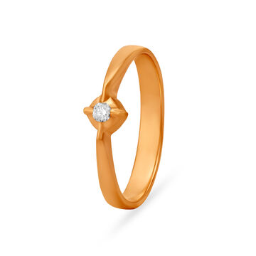 Contemporary Single Stone Studded Diamond Finger Ring