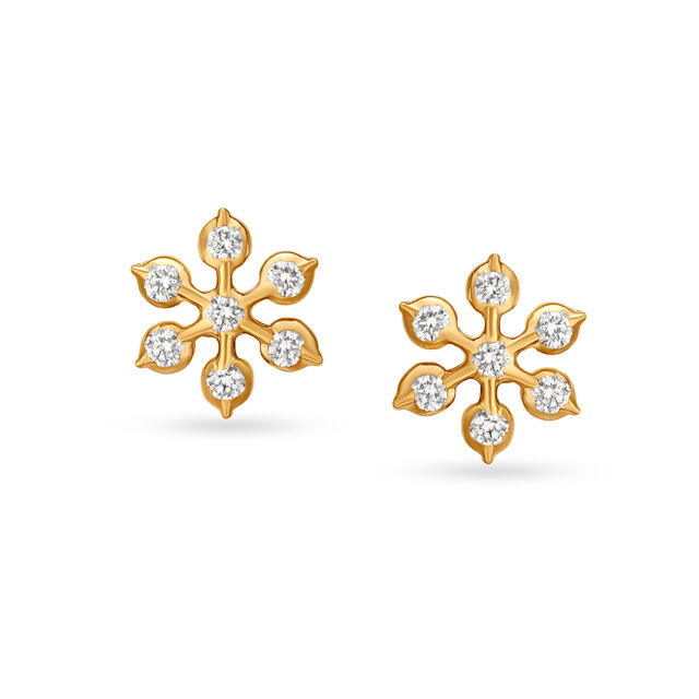 Engaging Floral Diamond Stud Earrings 
