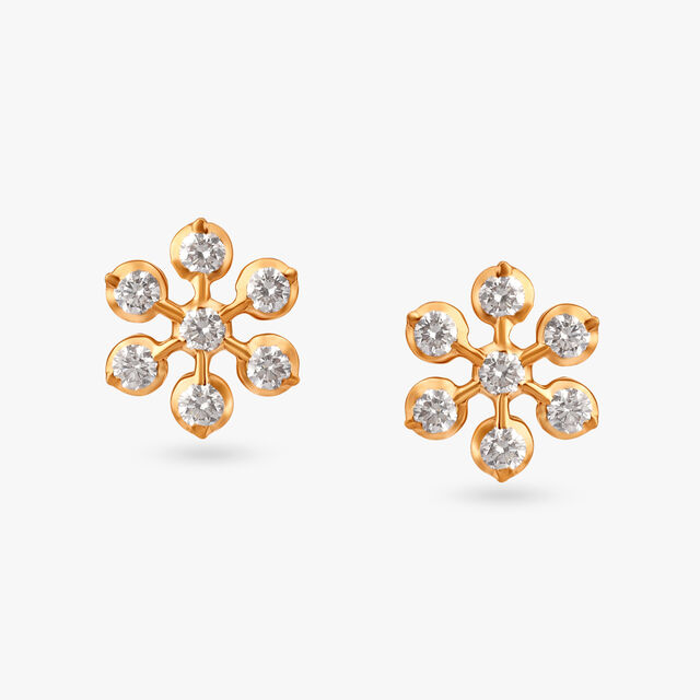 Sparkling Elegance Floral Diamond Stud Earrings 