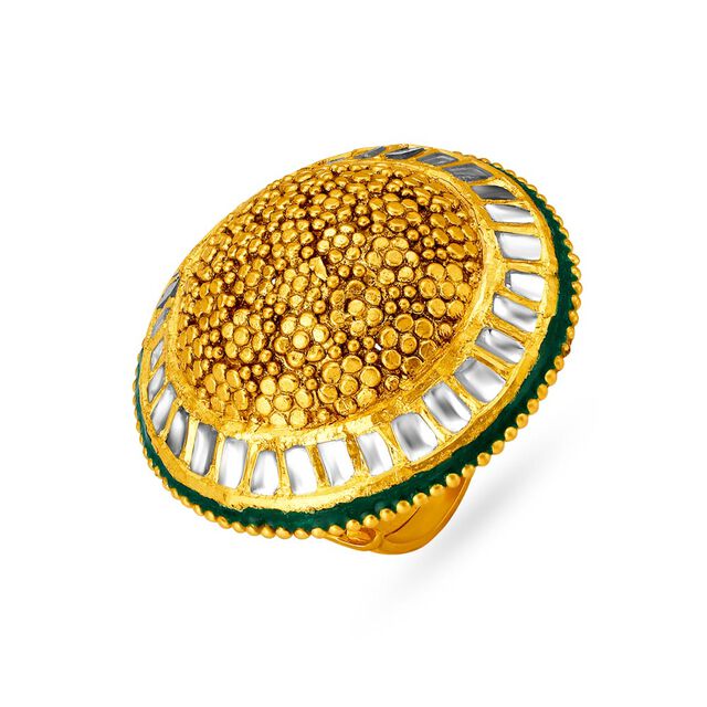 Vintage 22 Karat Gold And Kundan Glass Statement Ring,,hi-res