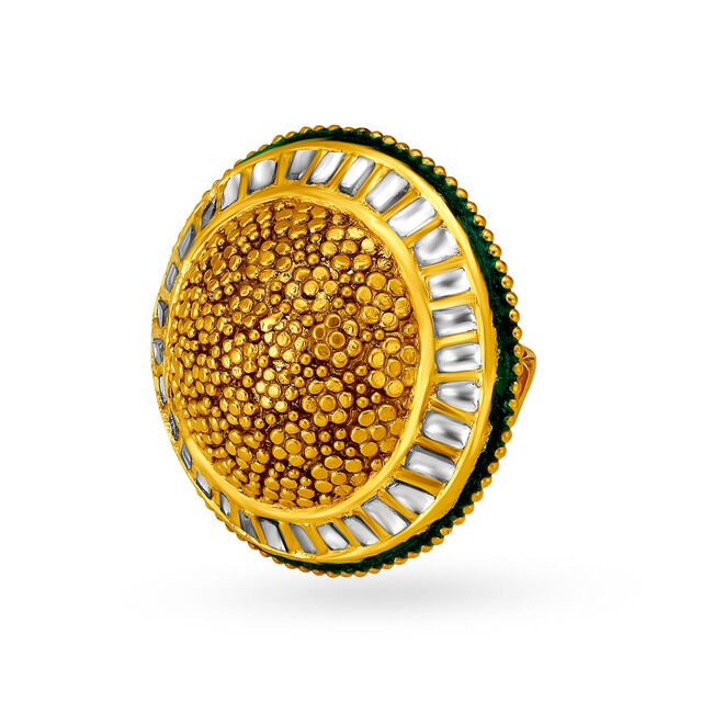 Vintage 22 Karat Gold And Kundan Glass Statement Ring,,hi-res