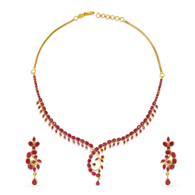 Floral Ruby Necklace Set 