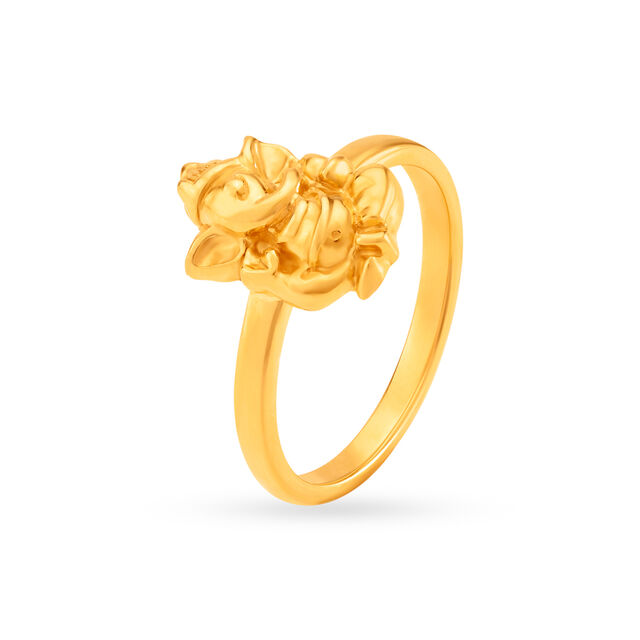 Royal 22 Karat Yellow Gold Lord Ganesha Finger Ring,,hi-res 