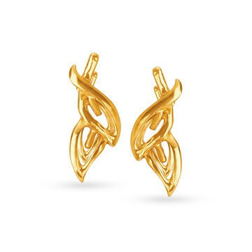 Dainty Gold Leaf Pattern Stud Earrings for Kids