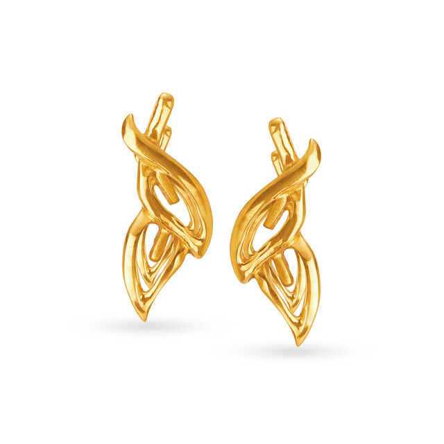 Dainty Gold Leaf Pattern Stud Earrings for Kids,,hi-res