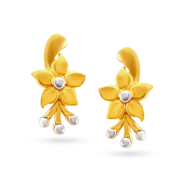 Contemporary Floral Gold Studs 