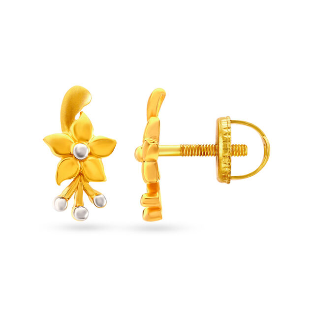 Contemporary Floral Gold Studs 2