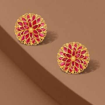 Irresistible 22 Karat Yellow Gold Floral Stud Earrings