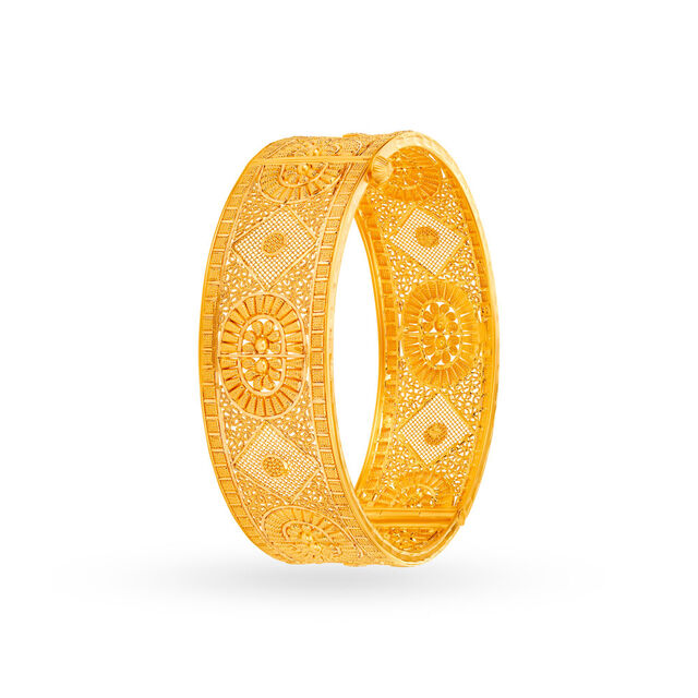 Ornate Gold Bangle,,hi-res 2