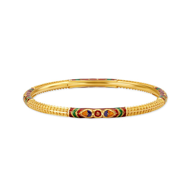Coruscating Yellow Gold Enamel Beaded Bangles