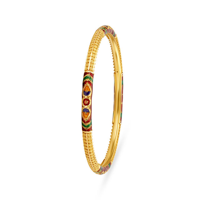 Coruscating Yellow Gold Enamel Beaded Bangles