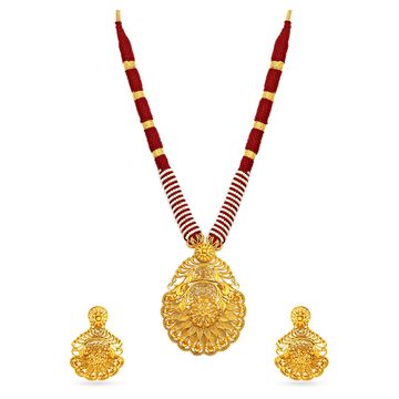 Tanishq Gold Pendant and Earrings Set