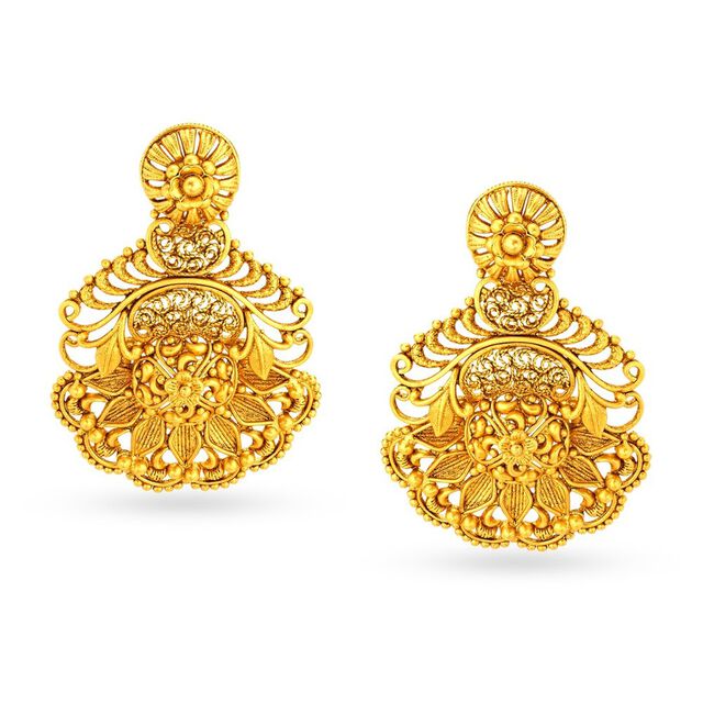 Tanishq Gold Pendant and Earrings Set,,hi-res