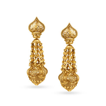 Ethereal 22 Karat Yellow Gold Latticed Jhumkas