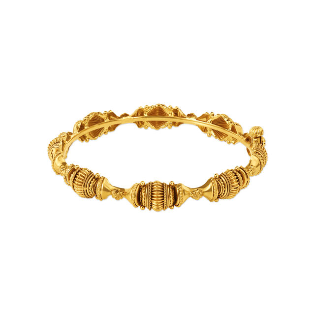 Regal 22 Karat Yellow Gold Filigree Obelisk Bangle,,hi-res 
