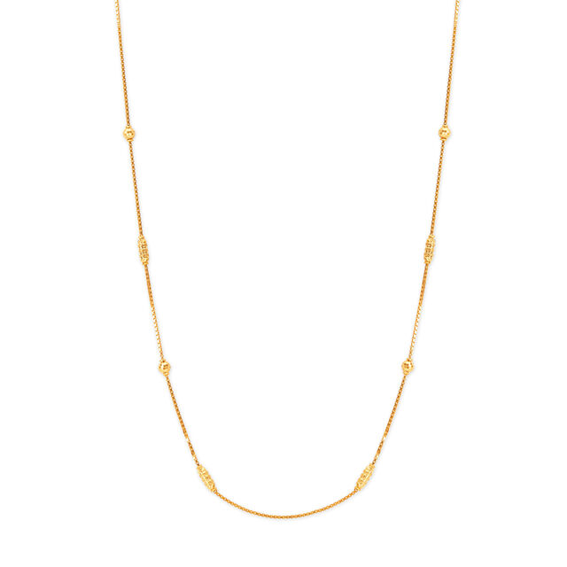18 KT Yellow Gold Carved Snazzy Chain With Magical Multi Designs 