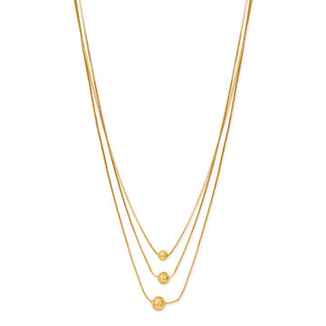 18KT Yellow Gold Luminous Trendy Triple Orb Studded Layer Gold Chain
