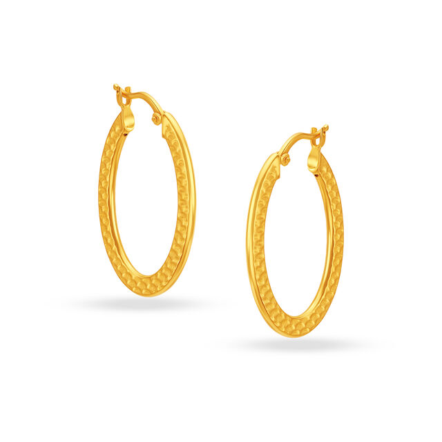 18 KT Yellow Gold Stylish Classy Hoop Earrings,,hi-res 