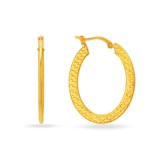 18 KT Yellow Gold Stylish Classy Hoop Earrings,,hi-res 2