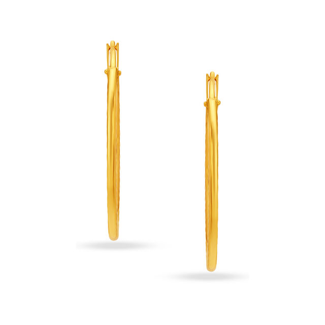 18 KT Yellow Gold Stylish Classy Hoop Earrings,,hi-res 4
