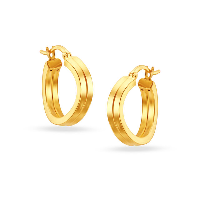 18 KT Yellow Gold Subtle Glamorous Hoop Earrings,,hi-res 