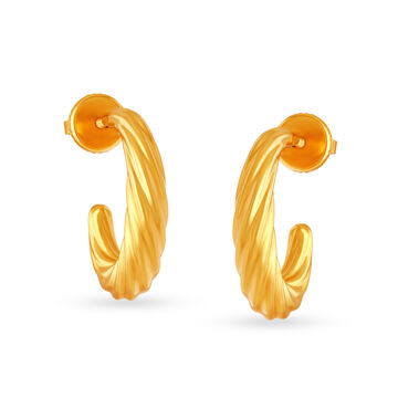 18 KT Yellow Gold Twisted Hoop Earrings