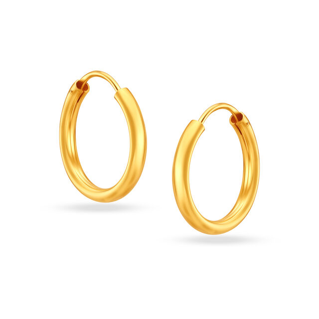 18 KT Yellow Gold Timeless Stylish Hoop Earrings,,hi-res 