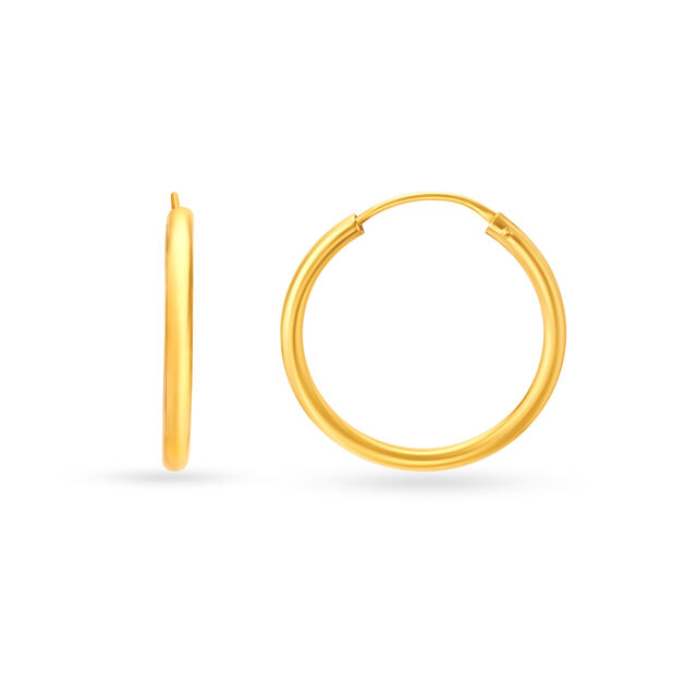 18 KT Yellow Gold Sophisticated Subtle Hoop Earrings,,hi-res 2