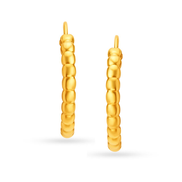 18 KT Yellow Gold Minimal Beaded Hoop Earrings,,hi-res 3