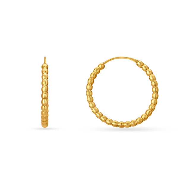 18 KT Yellow Gold Radiant Beaded Hoop Earrings,,hi-res 2
