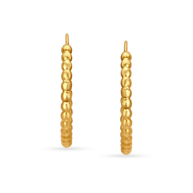 18 KT Yellow Gold Radiant Beaded Hoop Earrings,,hi-res 4