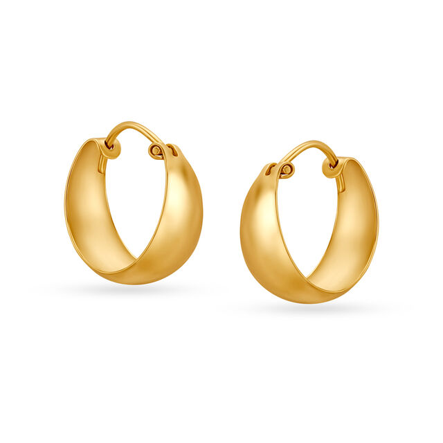 18 KT Yellow Gold Alluring Minimalistic Hoop Earrings 