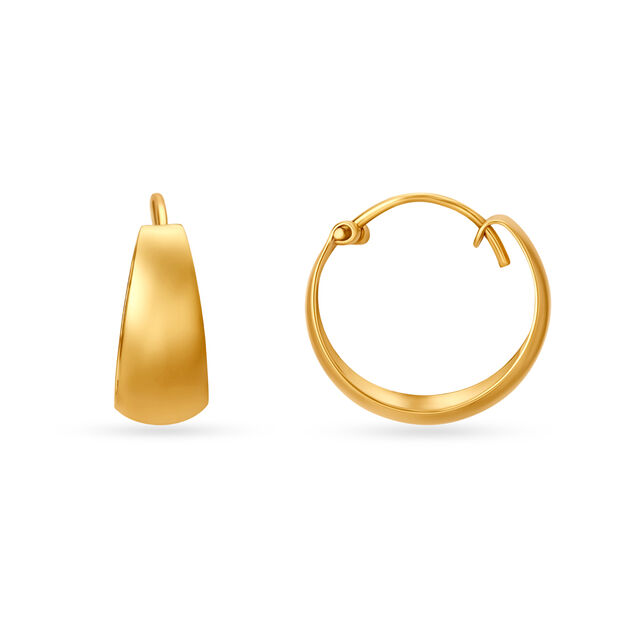 18 KT Yellow Gold Alluring Minimalistic Hoop Earrings 2