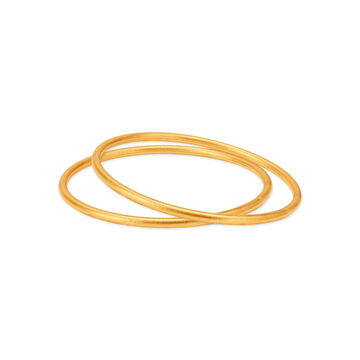 18 KT Yellow Gold Abstract Ridged Bangles