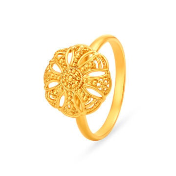 Glorious Floral Filigree Work Gold Finger Ring