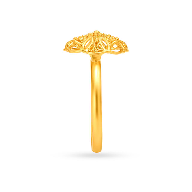Glorious Floral Filigree Work Gold Finger Ring,,hi-res