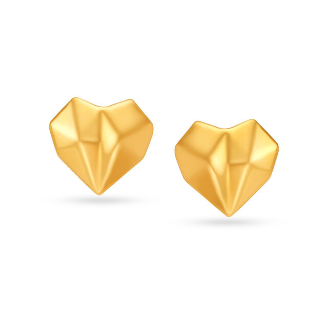 Heart Motif Gold Stud Earrings For Kids,,hi-res 