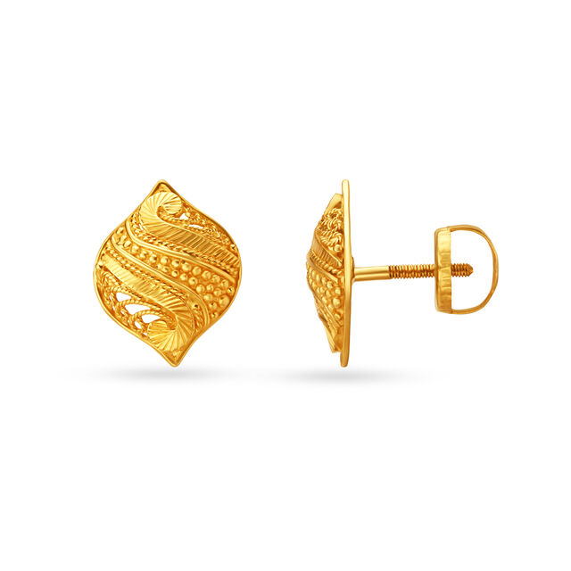Stylish Carved Gold Stud Earrings 2