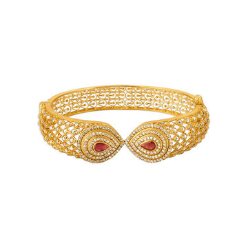 Splendid Ruby Studded Gold Bangle