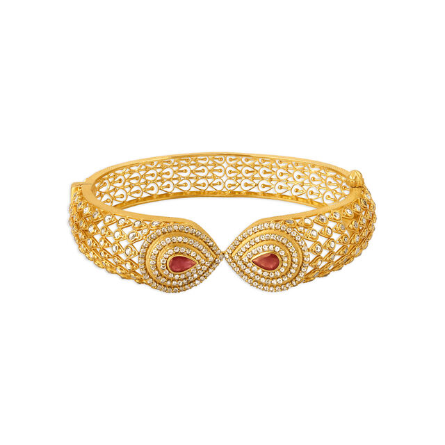 Splendid Ruby Studded Gold Bangle,,hi-res 