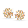 Scintillating 22 Karat Yellow Gold And Diamond Floral Studs,,hi-res 