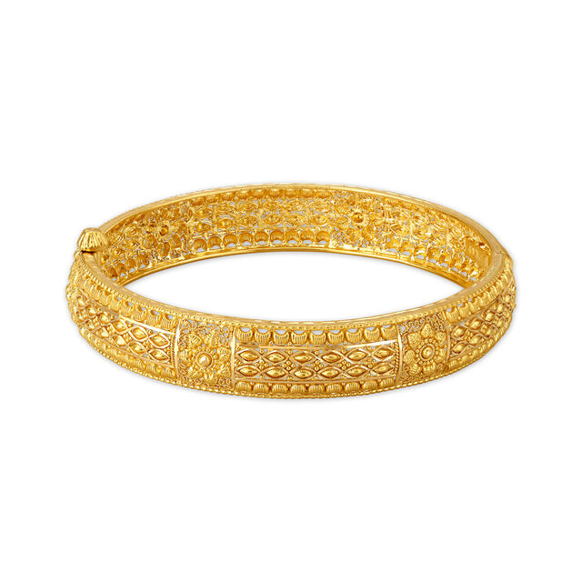 Lavish 22 Karat Yellow Gold Rhombus Bead Bangle