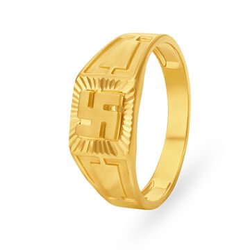 Religious 22 Karat Yellow Gold Swastika Finger Ring